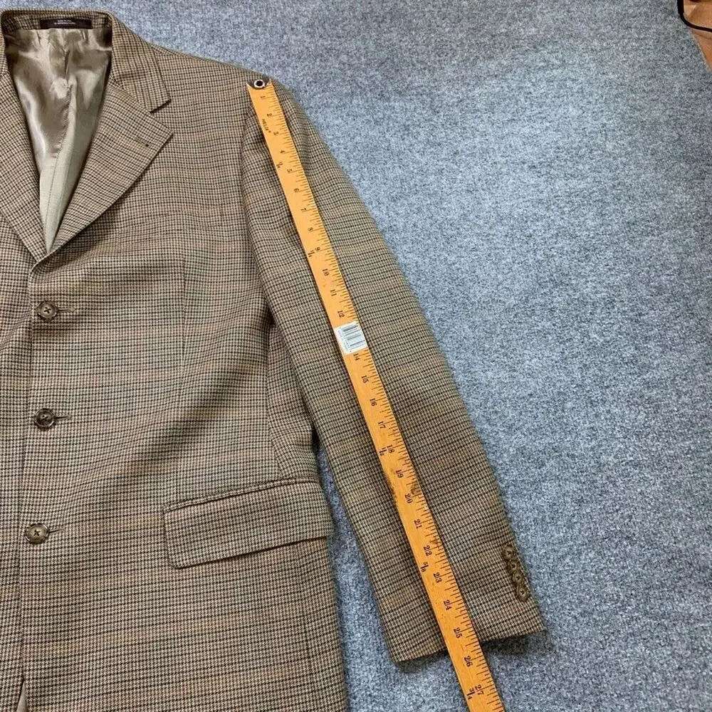 Joseph Abboud Blazer Mens 41 Long Biscuit Silk‎ Wool Blend Shoulder Pads Jacket
